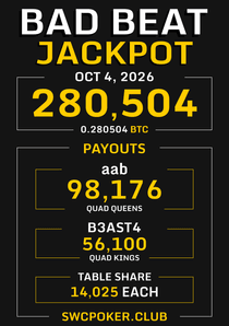 Bad Beat Jackpot Payouts From October 2026